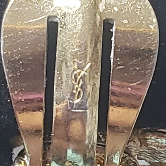 Vintage YSL Yves Saint Laurent Butterfly Blue & Green Crystal Earring Signed - Picture 12 of 16